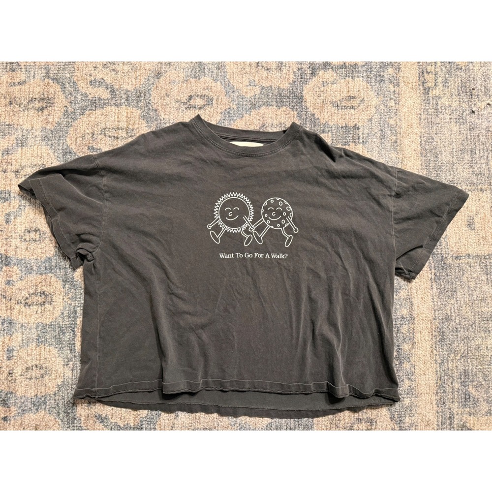 Lonely Ghost "Go For A Walk" boxy tee Large Excellent Condition